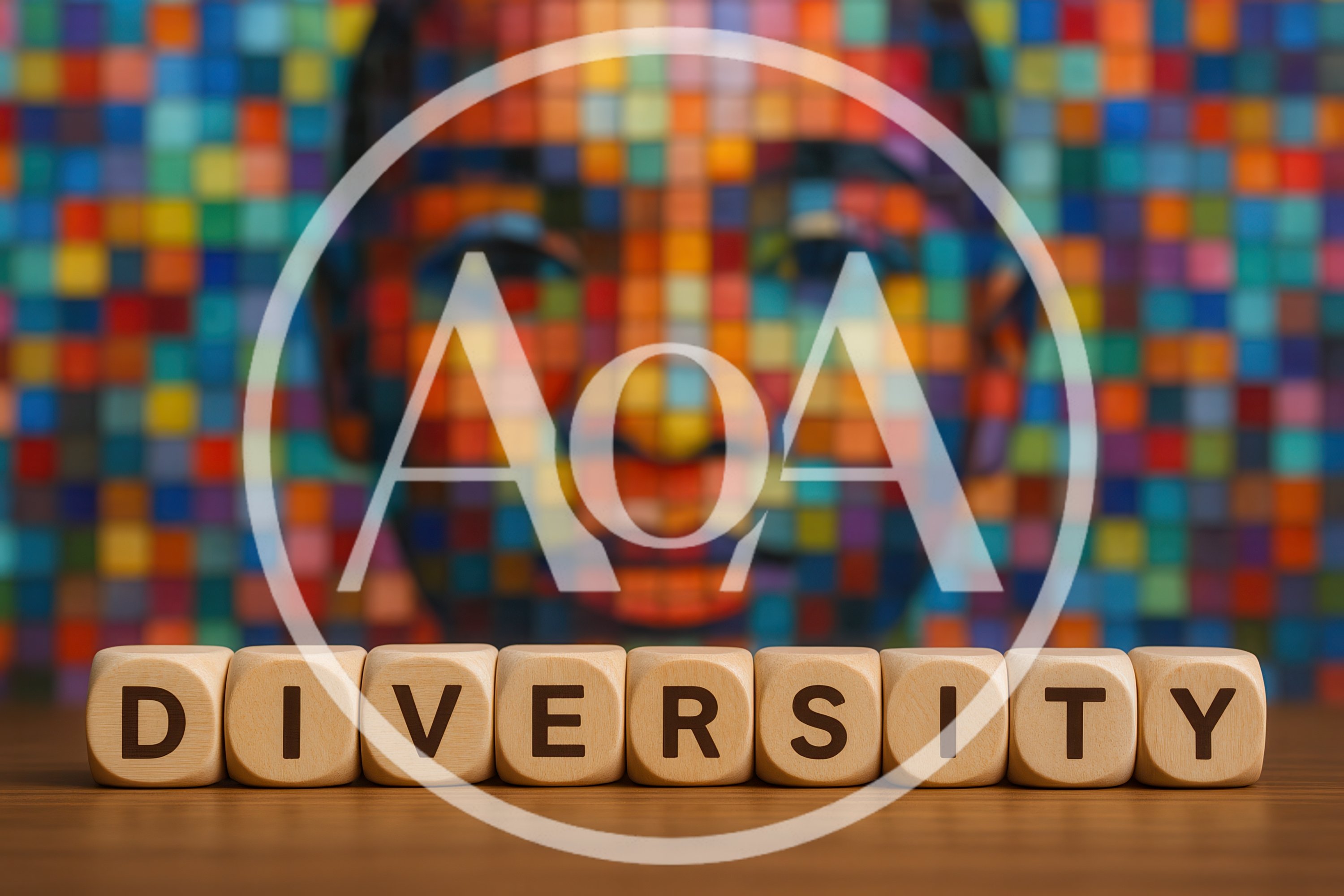 Wooden Blocks Spelling Diversity With Mosaic Face Background