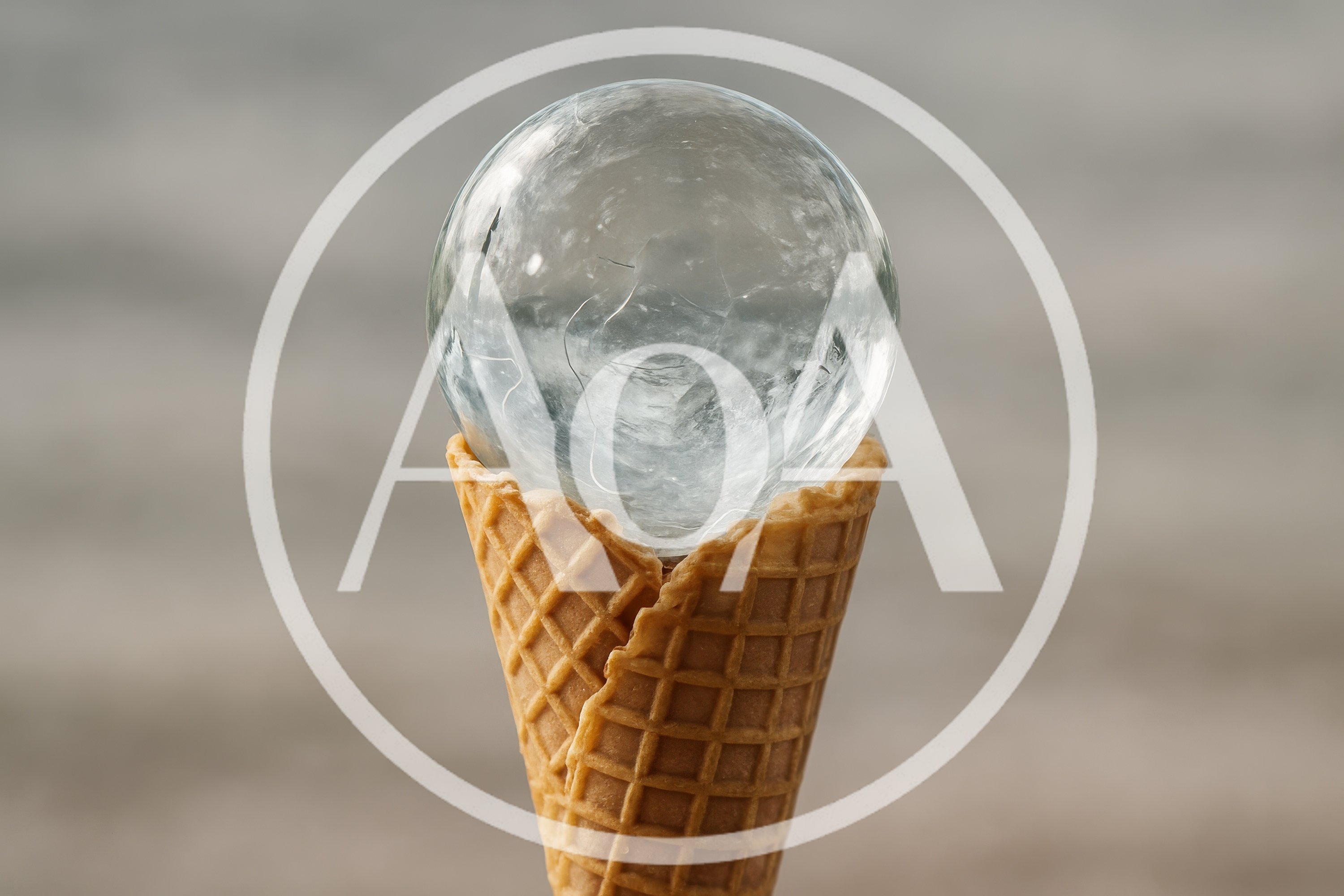 Glass Sphere Inside A Waffle Ice Cream Cone