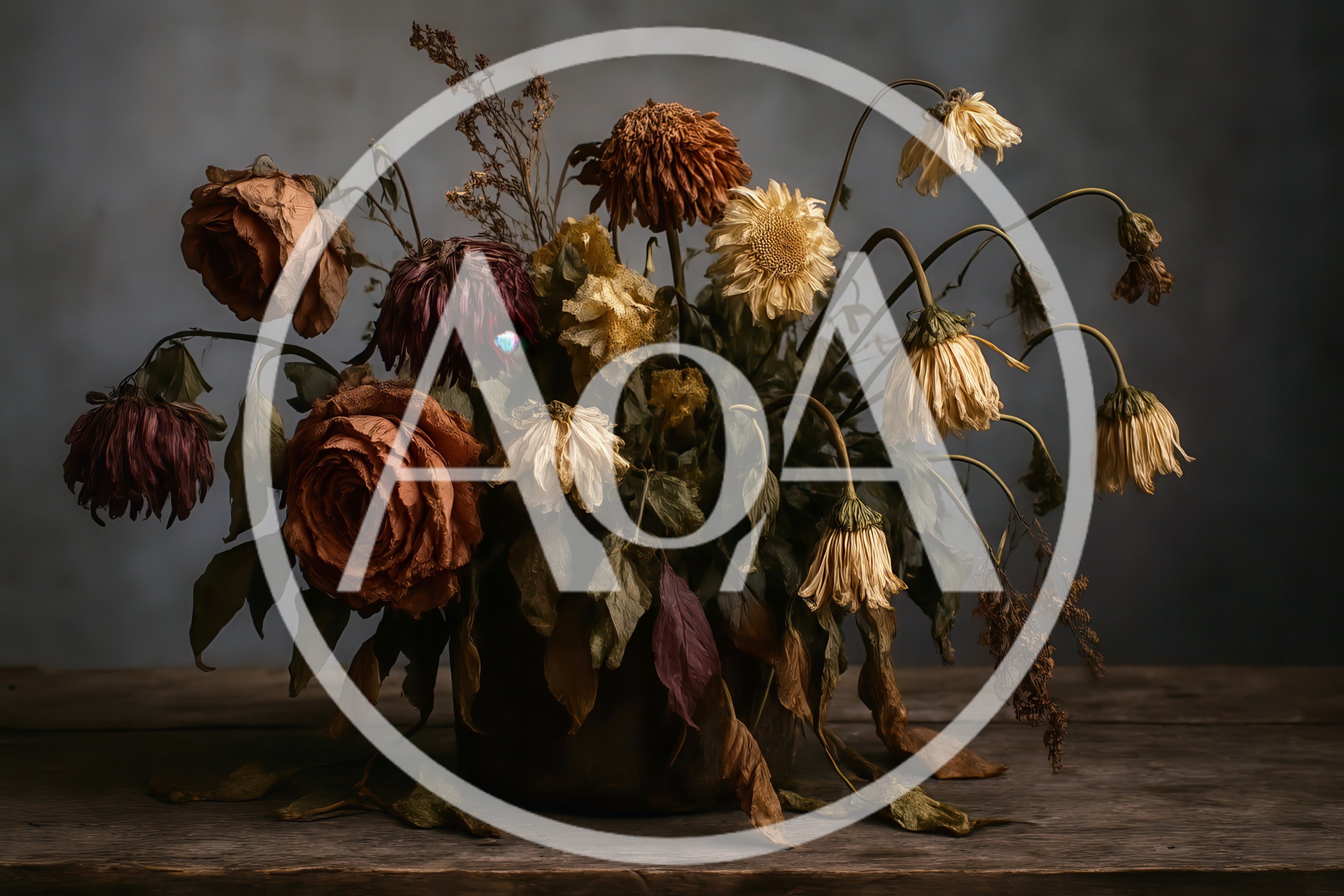 Dried Flowers Arrangement in a Rustic Vase