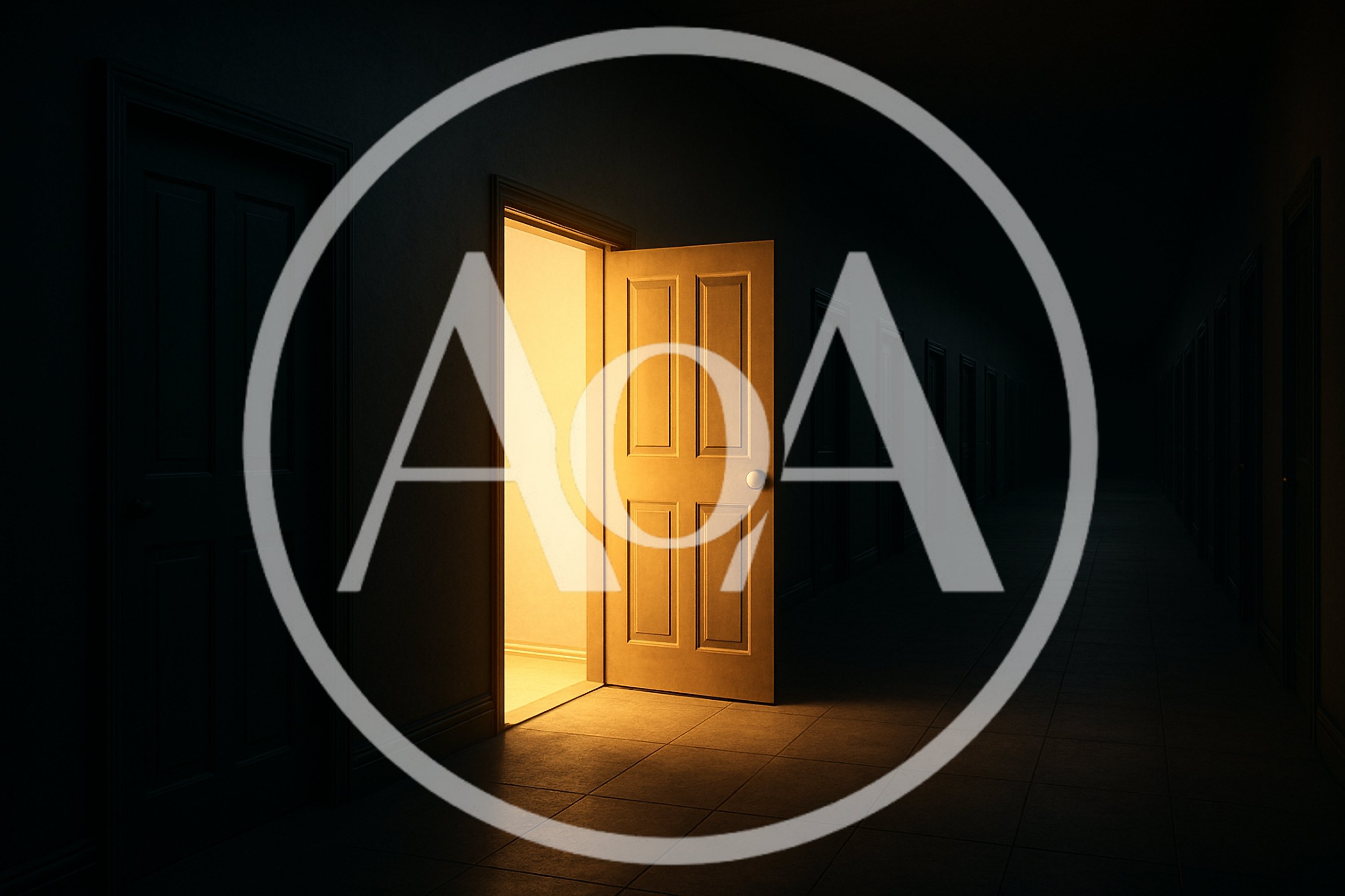 Open Door With Warm Light In Dark Hallway