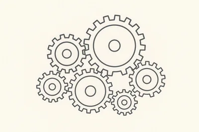 Interlocking Mechanical Gears Illustration