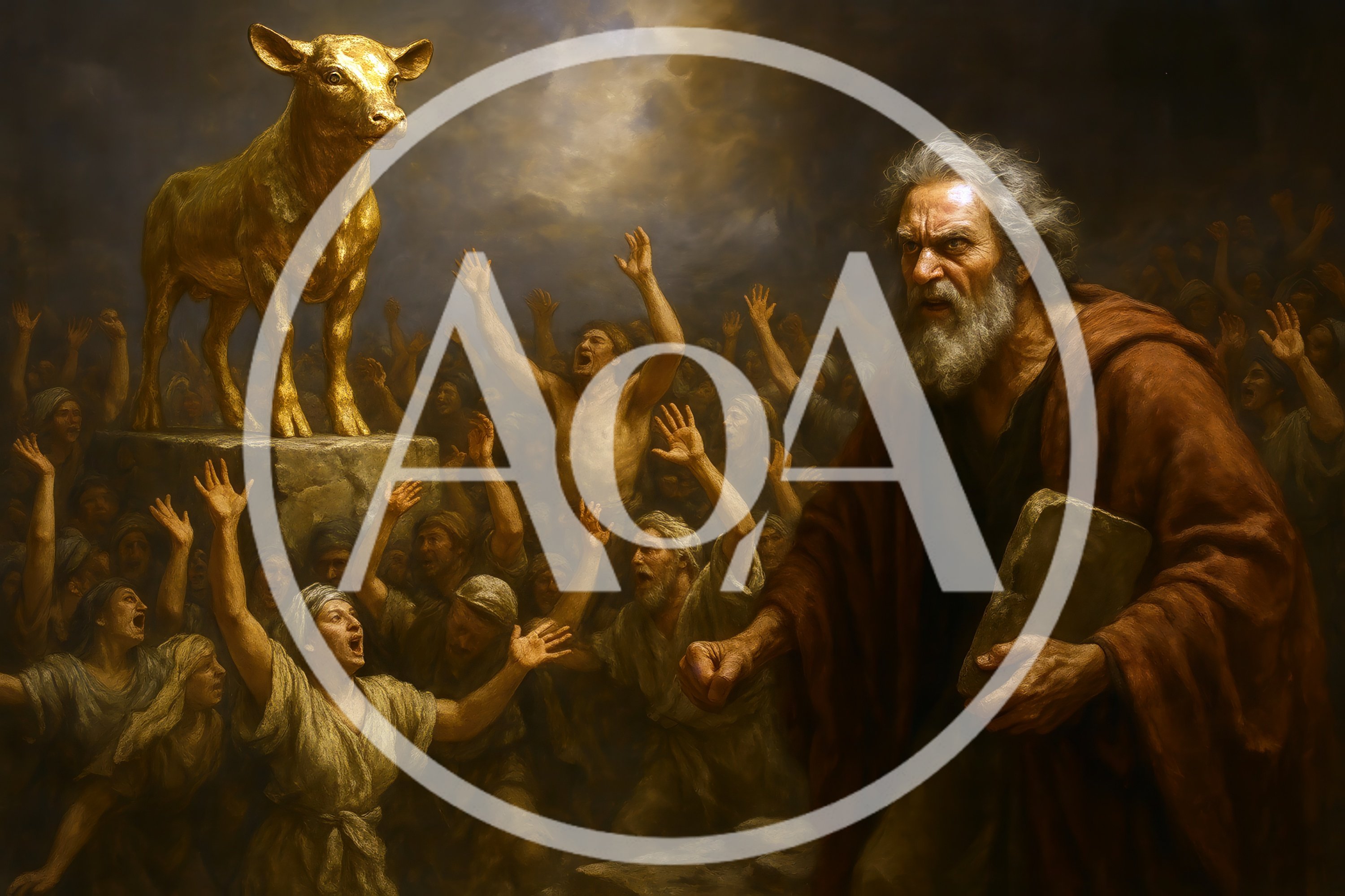 Moses Confronting Israelites Worshipping The Golden Calf