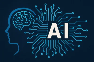 Artificial Intelligence Concept With Human Brain And Circuitry