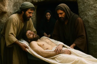 Biblical Scene Depicting The Burial Of Jesus Christ