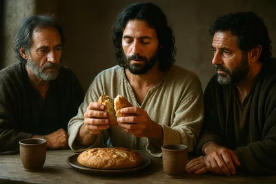Jesus Breaking Bread With Two Disciples