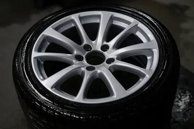 Clean Silver Alloy Car Wheel With Tire