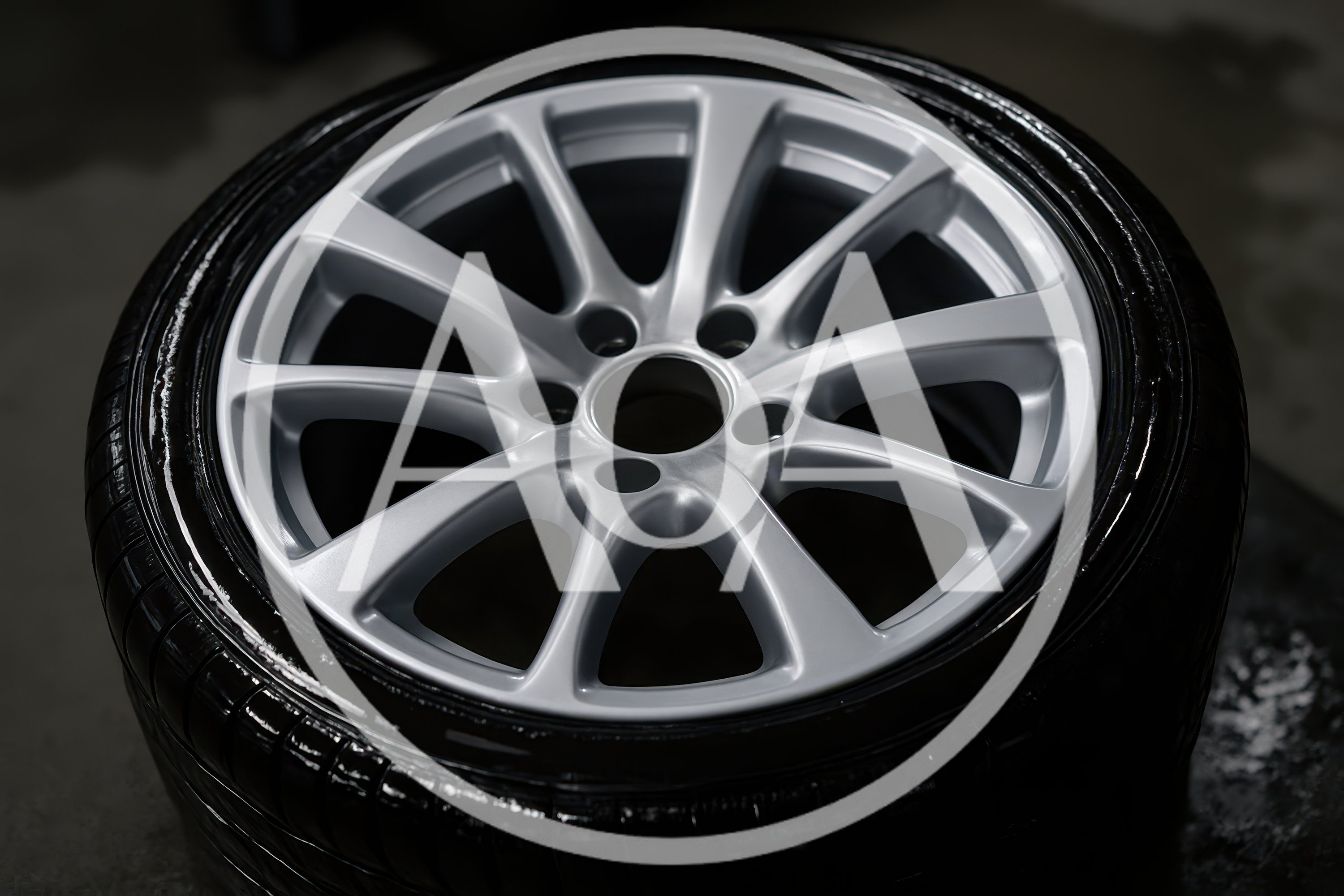Clean Silver Alloy Car Wheel With Tire