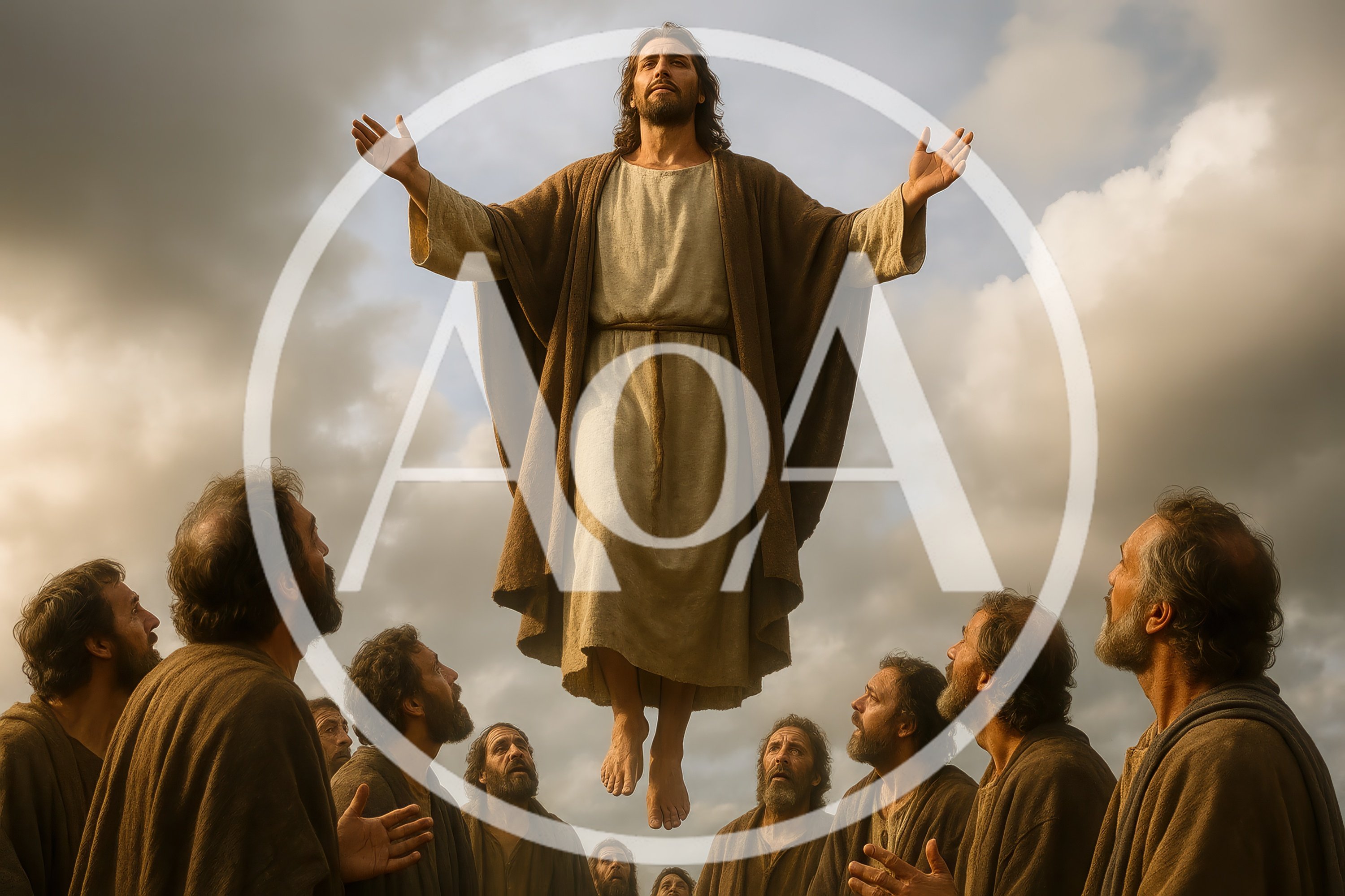 Jesus Christ Ascending Into Heaven Before His Disciples