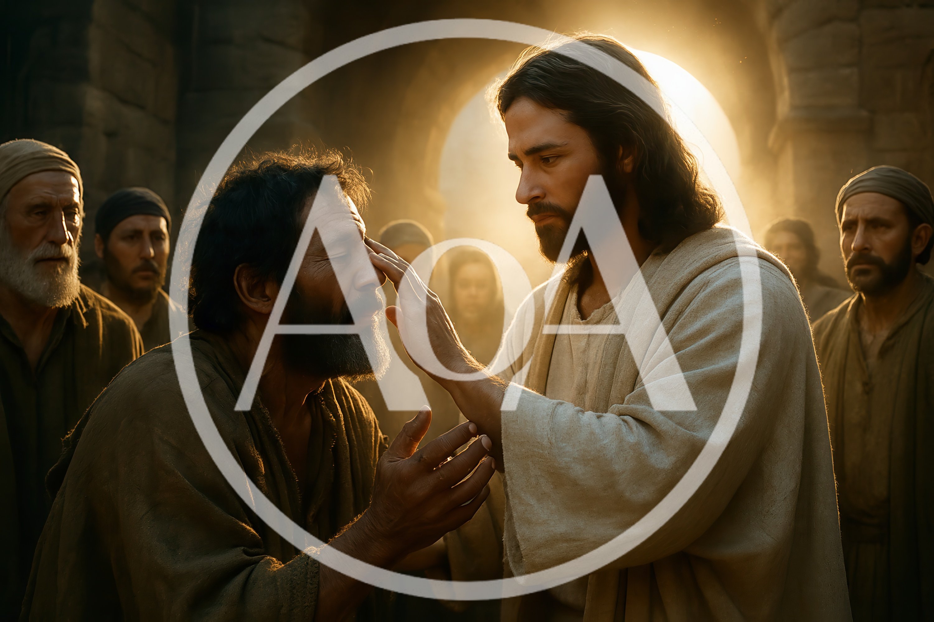Jesus Healing A Blind Man In Ancient Setting