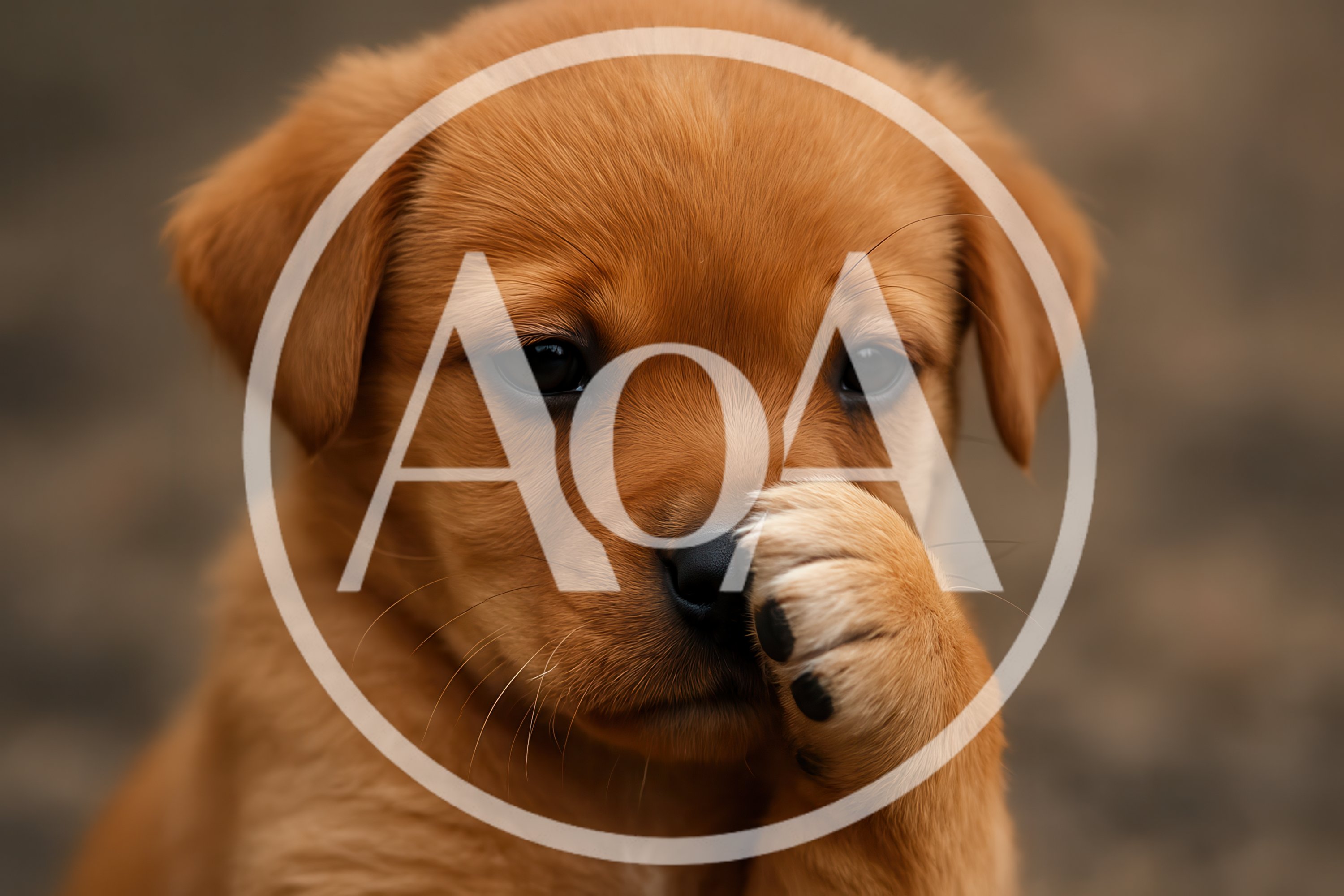 Adorable Golden Puppy Covering Its Nose With A Paw
