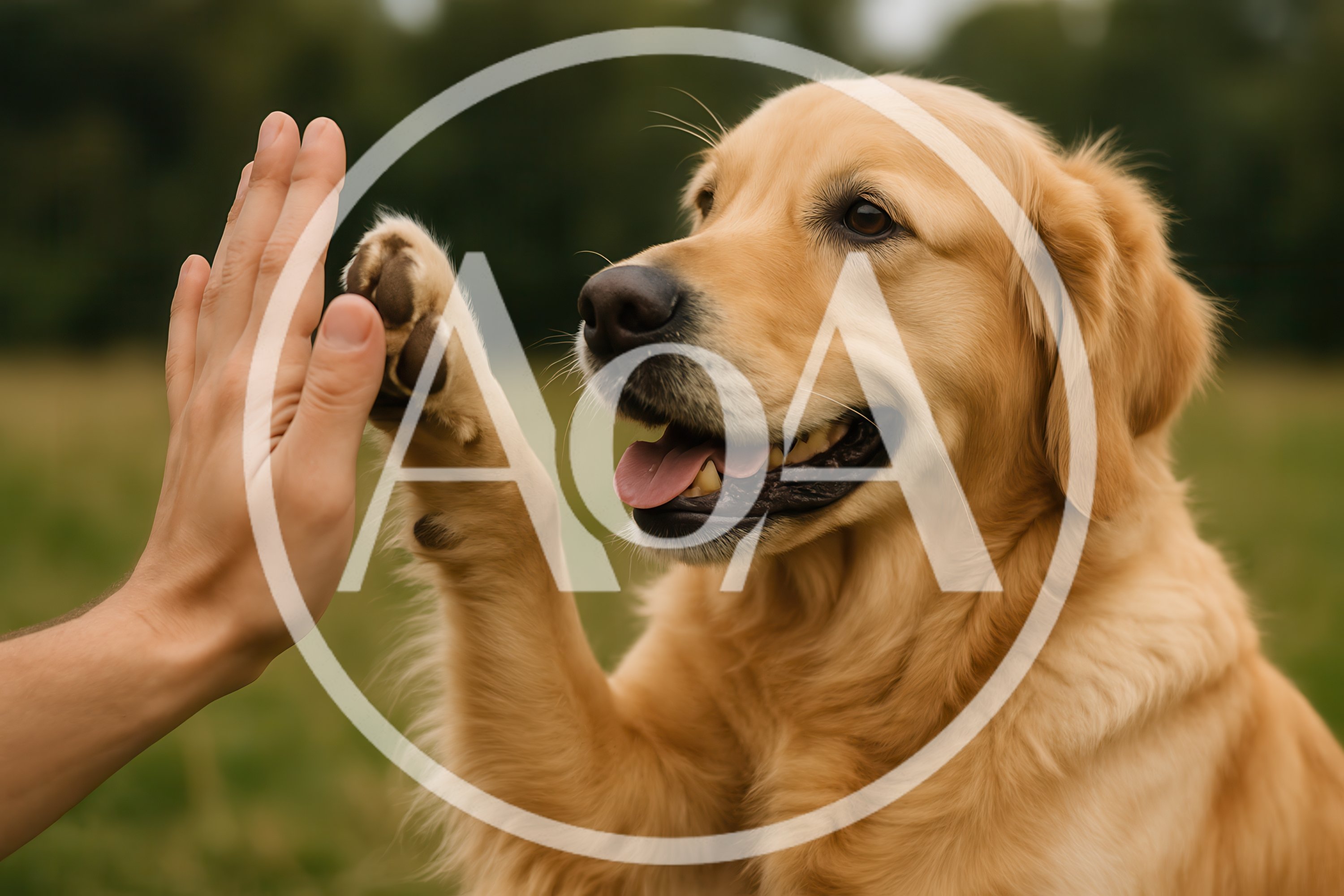 Golden Retriever Giving A High Five To A Person