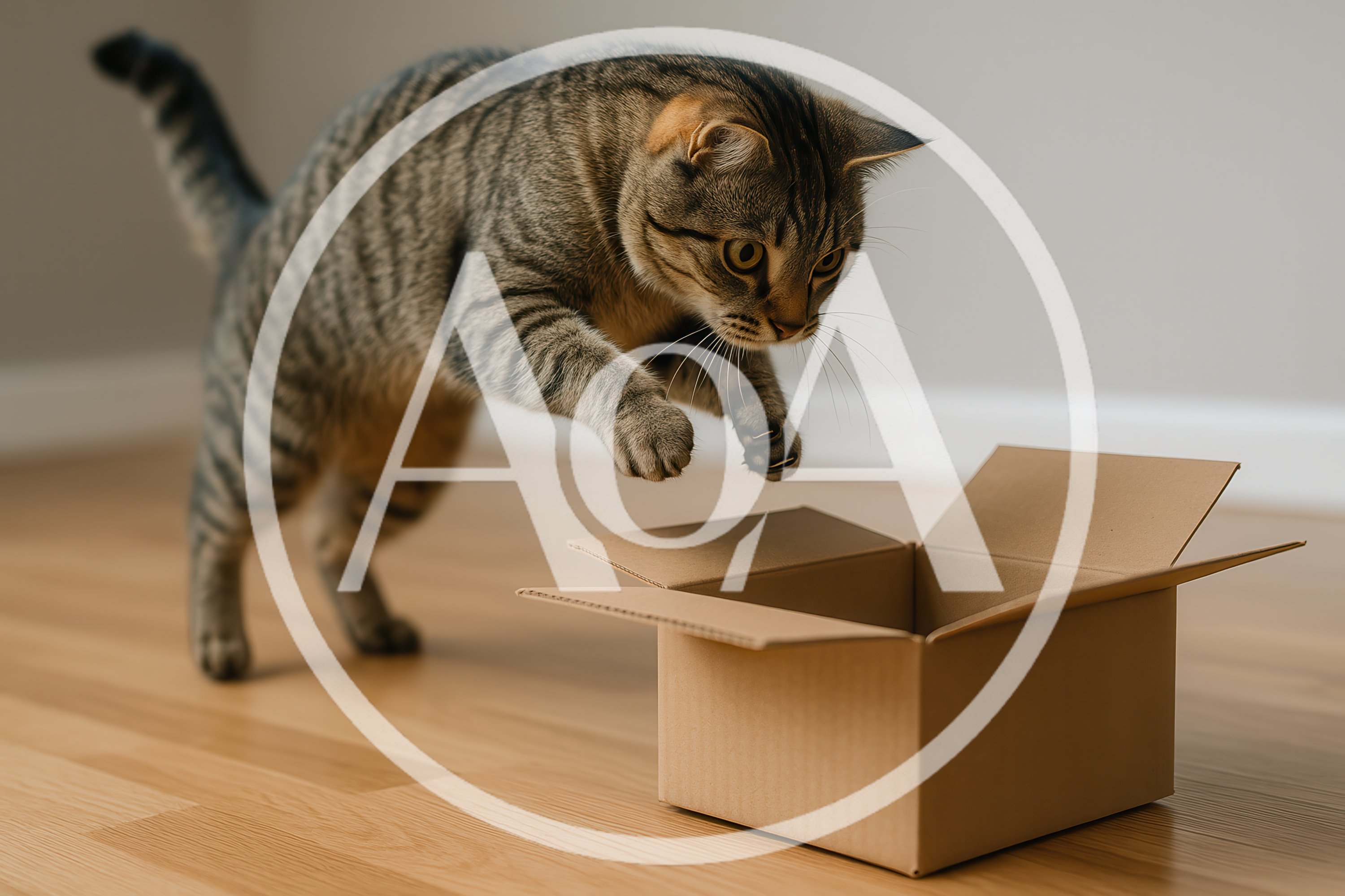 Tabby Cat Jumping Into A Cardboard Box