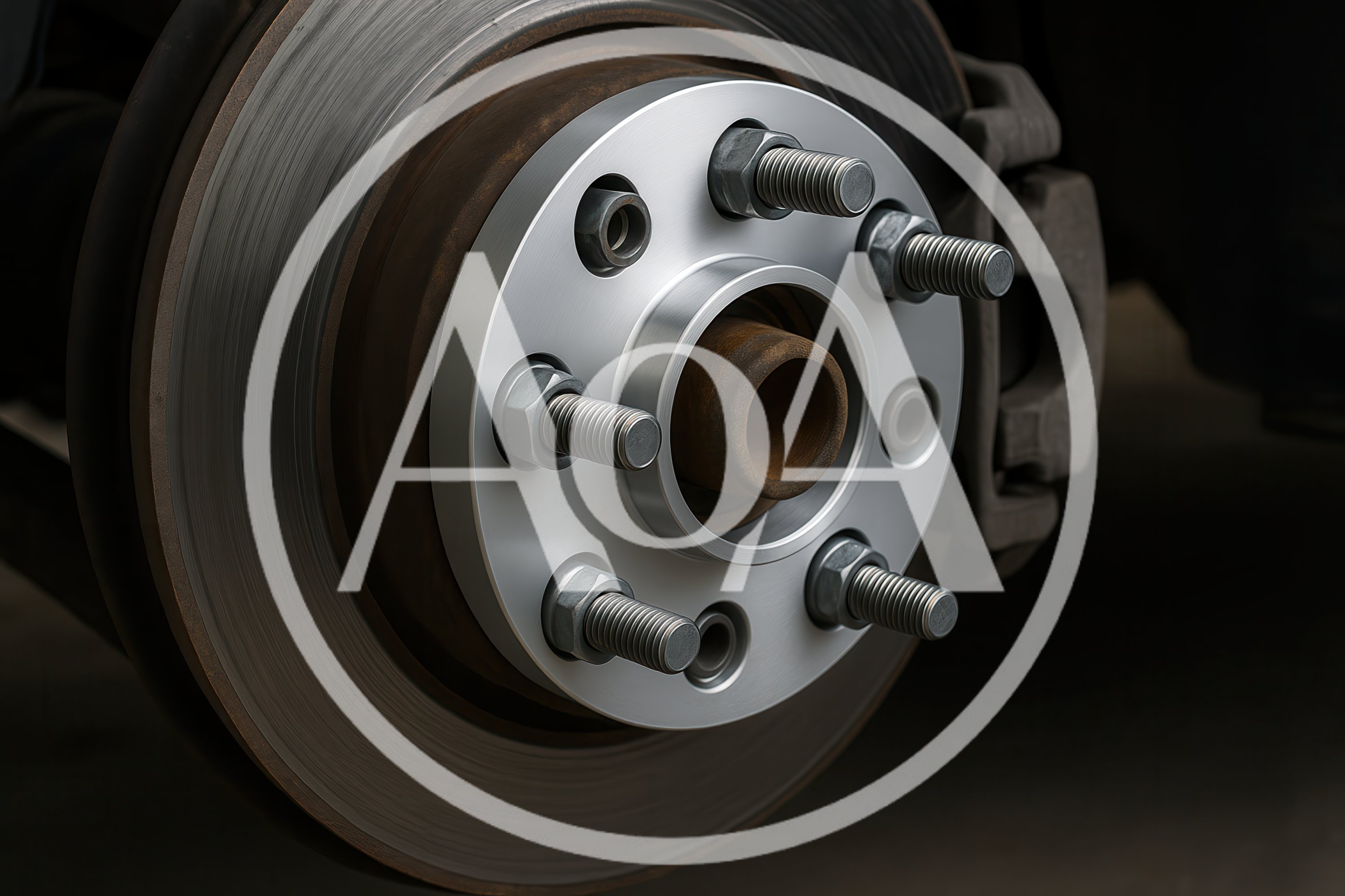 Wheel Spacer Installed On A Car Brake Rotor