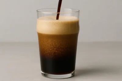 Pouring Fresh Nitro Cold Brew Coffee Into Glass