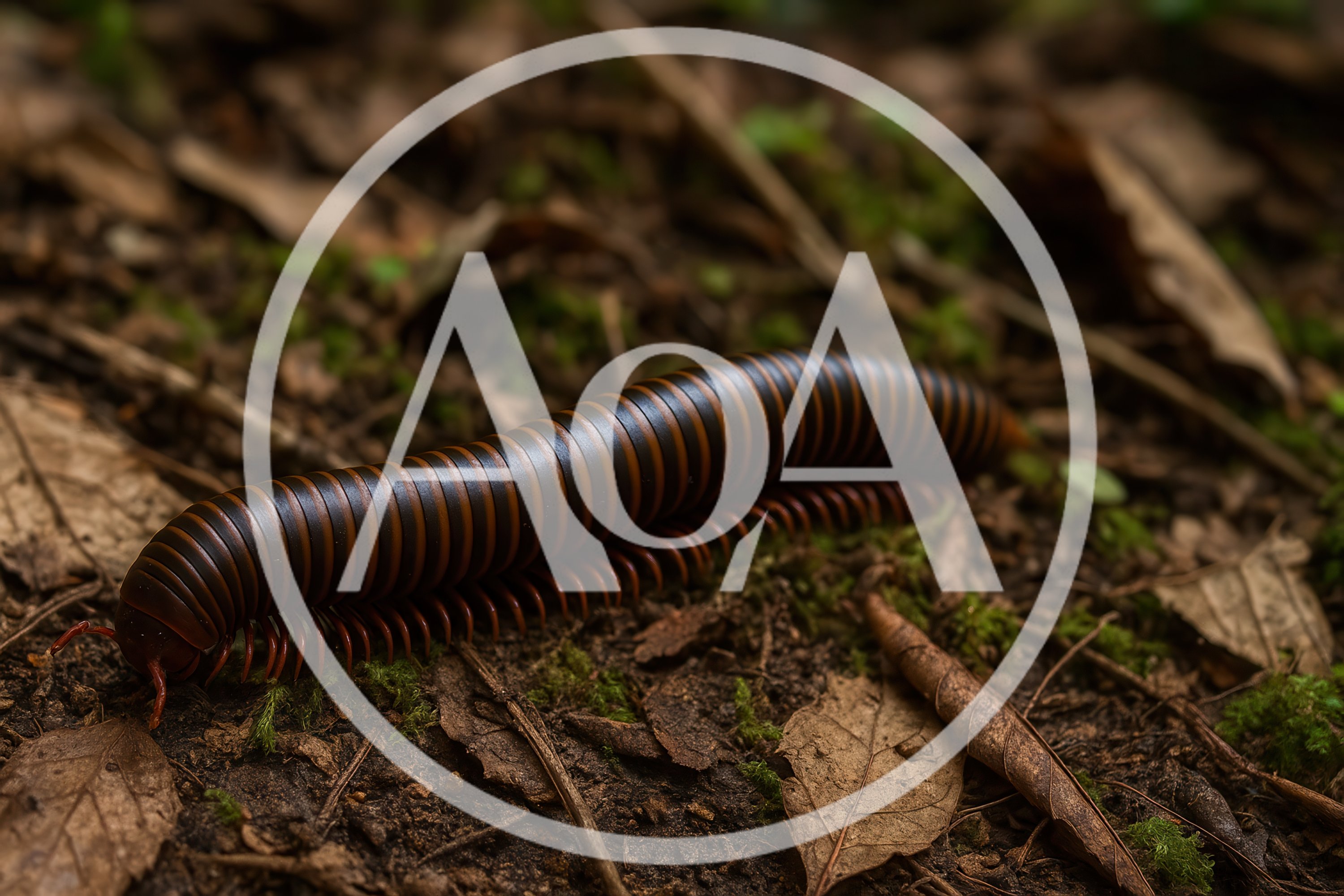 Giant Millipede Crawling on Forest Floor