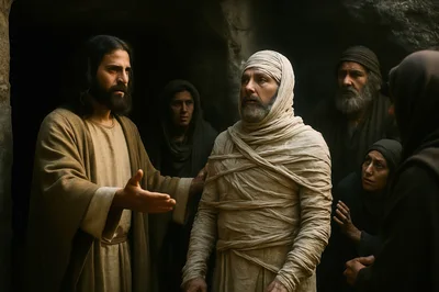 Jesus Christ Resurrecting Lazarus From The Tomb