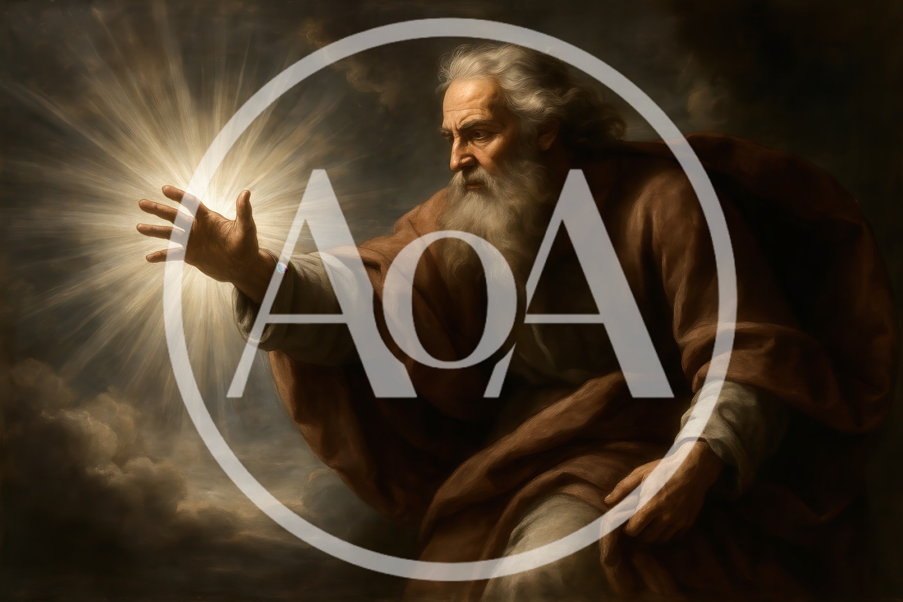 Elderly Prophet Reaching Toward Divine Light