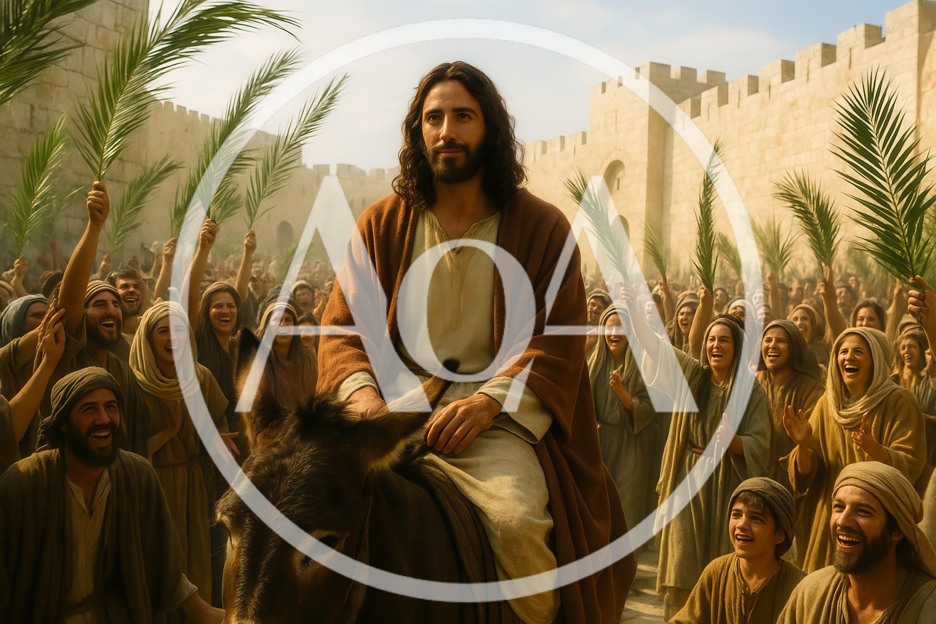 Jesus Christ Entering Jerusalem On A Donkey