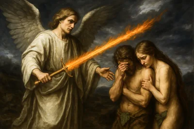 Expulsion Of Adam And Eve By Angelic Guardian