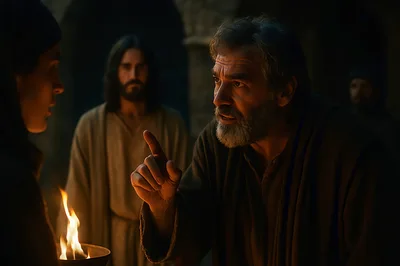 Biblical Scene With Men Discussing By Candlelight