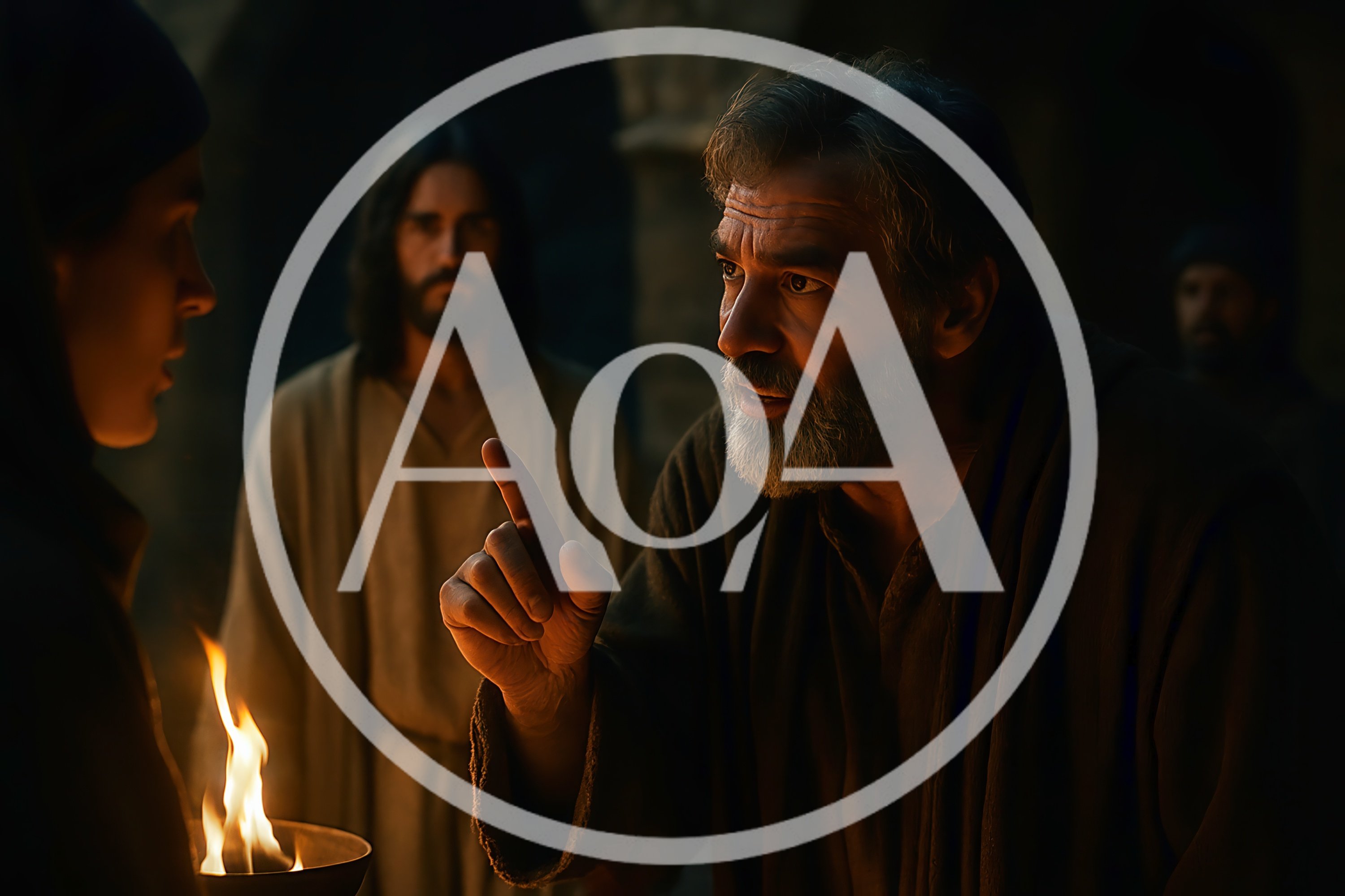 Biblical Scene With Men Discussing By Candlelight