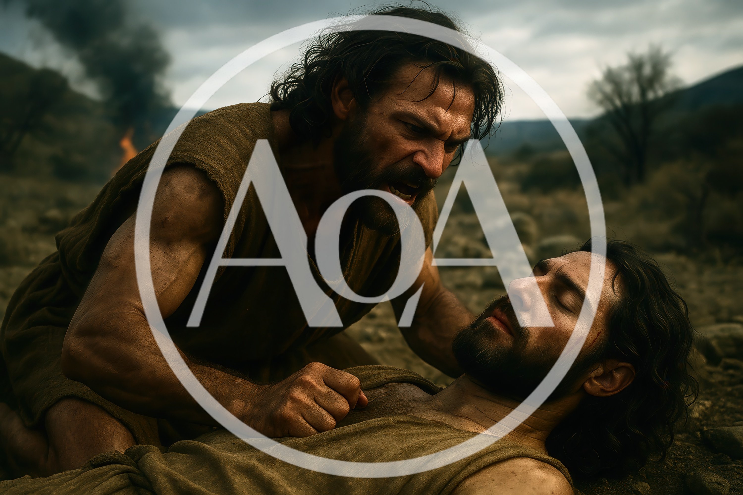 Biblical Scene of Man Mourning Over Fallen Companion