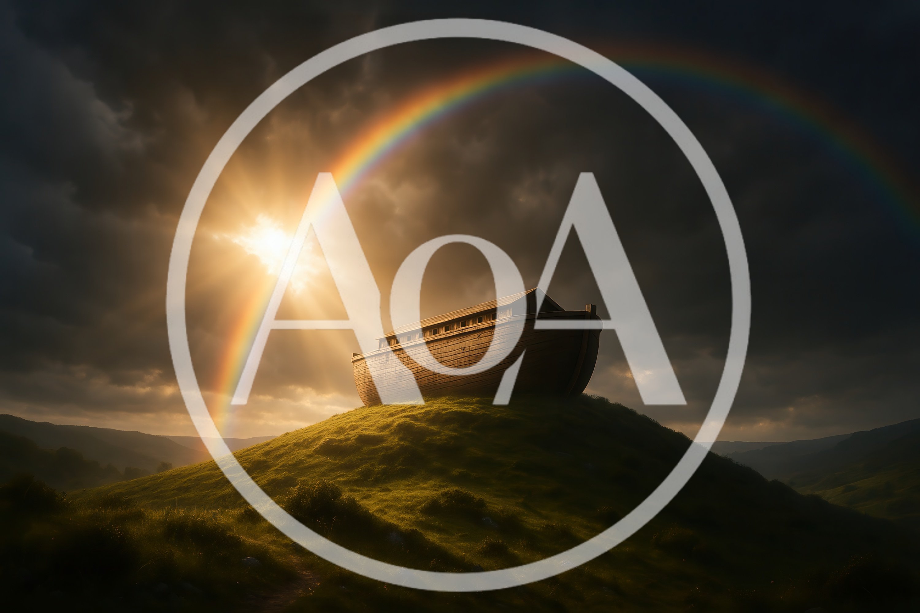 Noah's Ark Resting Atop A Grassy Hillside