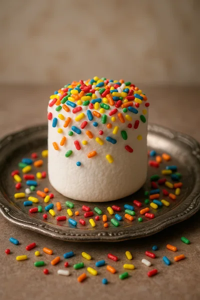 Small White Cake Decorated With Colorful Sprinkles