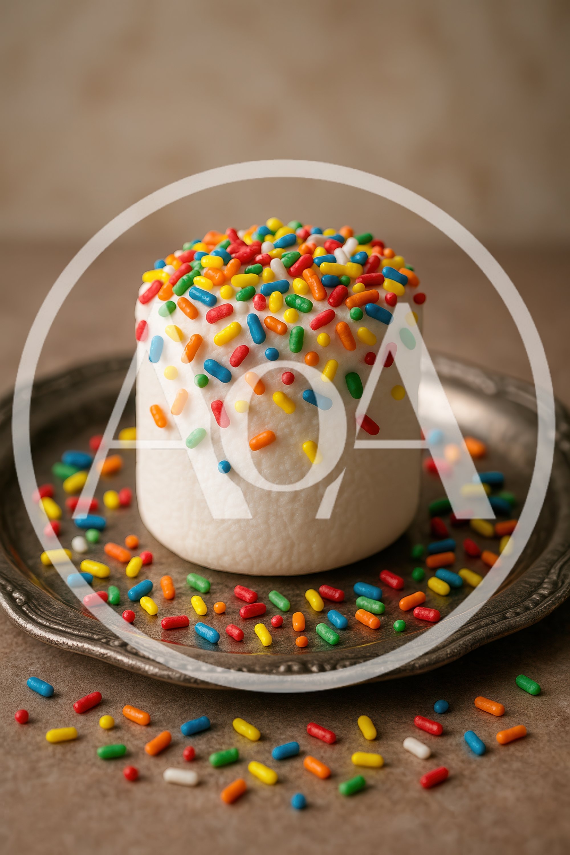 Small White Cake Decorated With Colorful Sprinkles