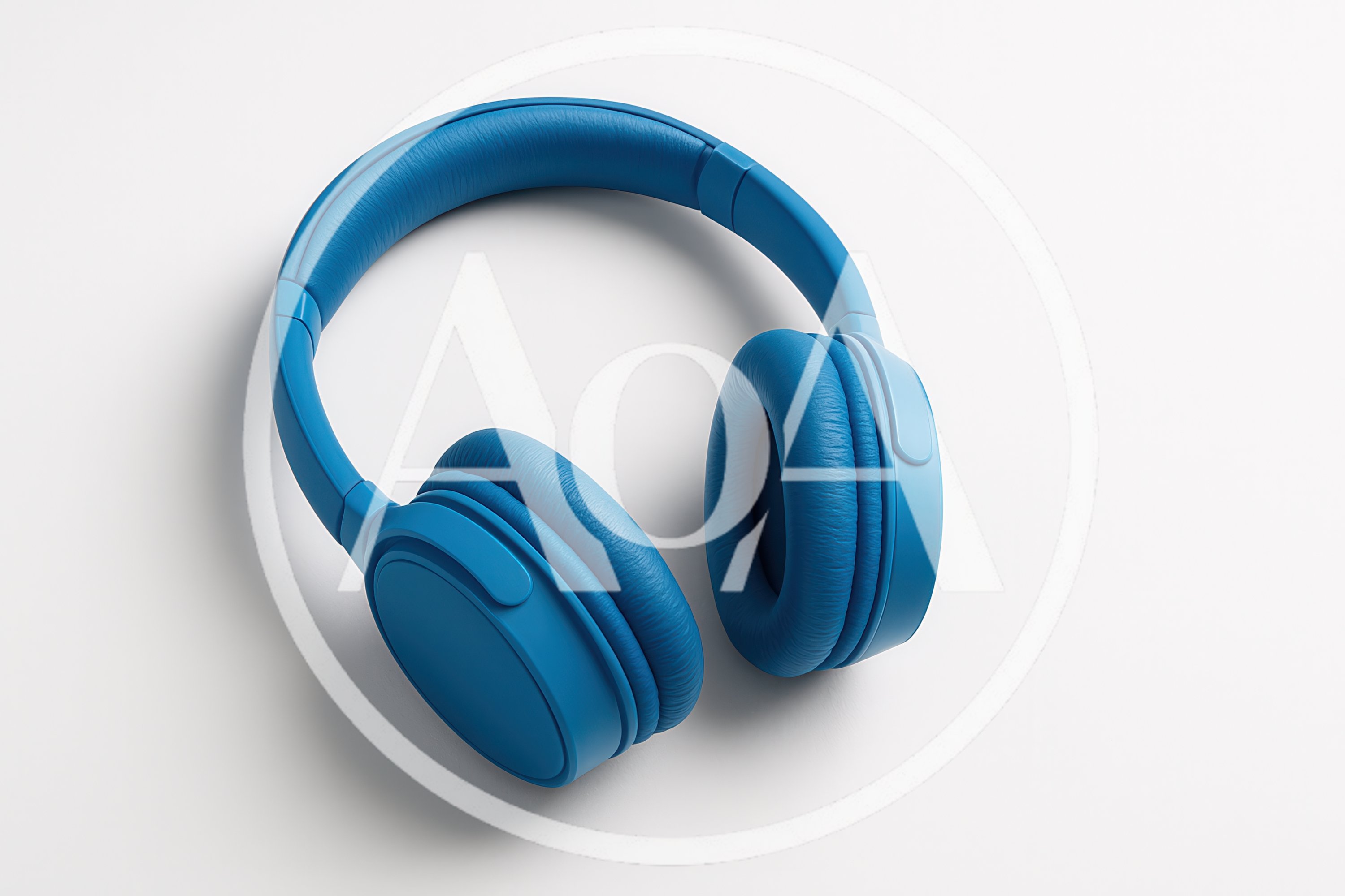Blue Wireless Over Ear Headphones On White Background