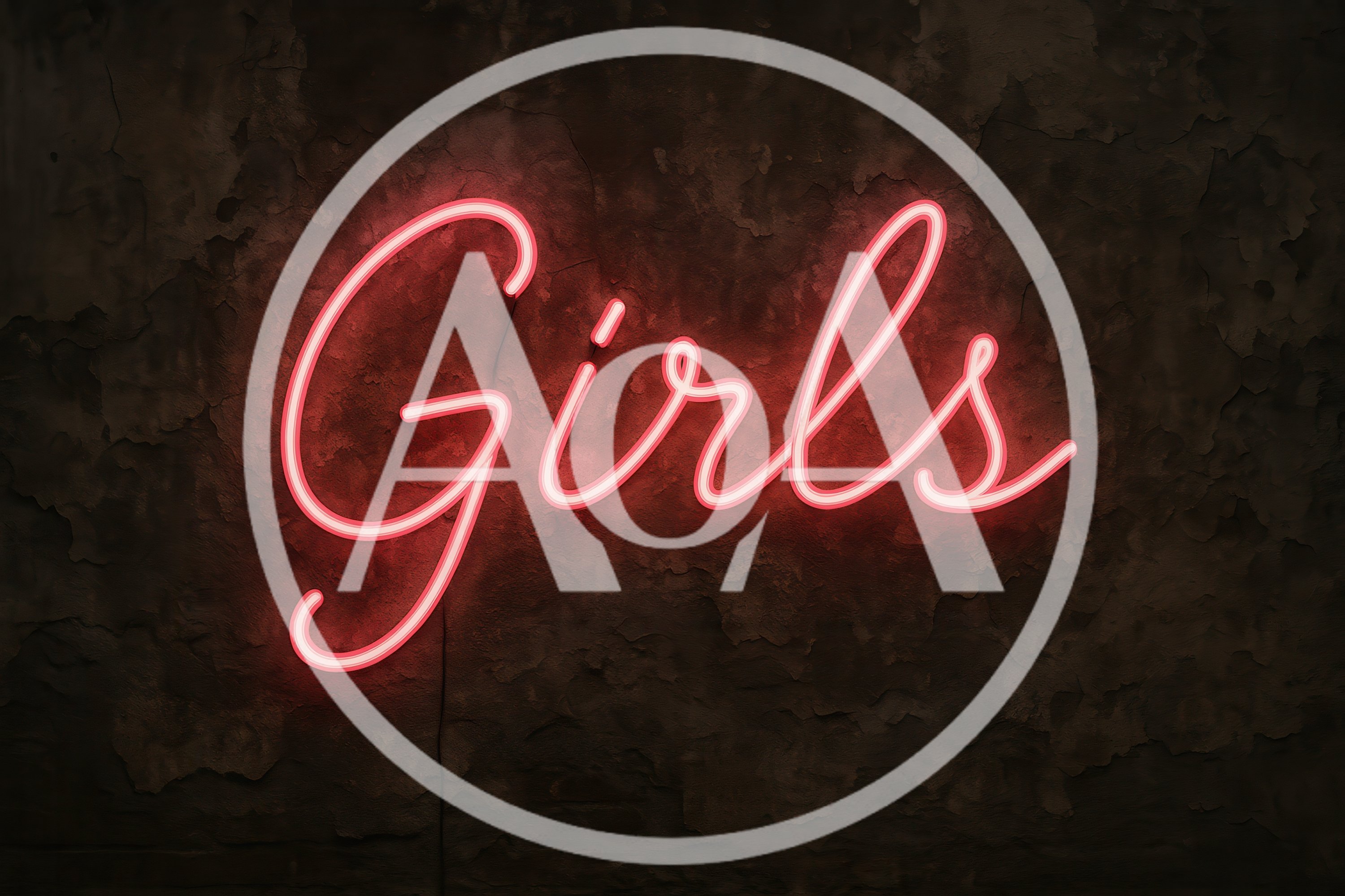 Neon Girls Sign on Dark Textured Wall