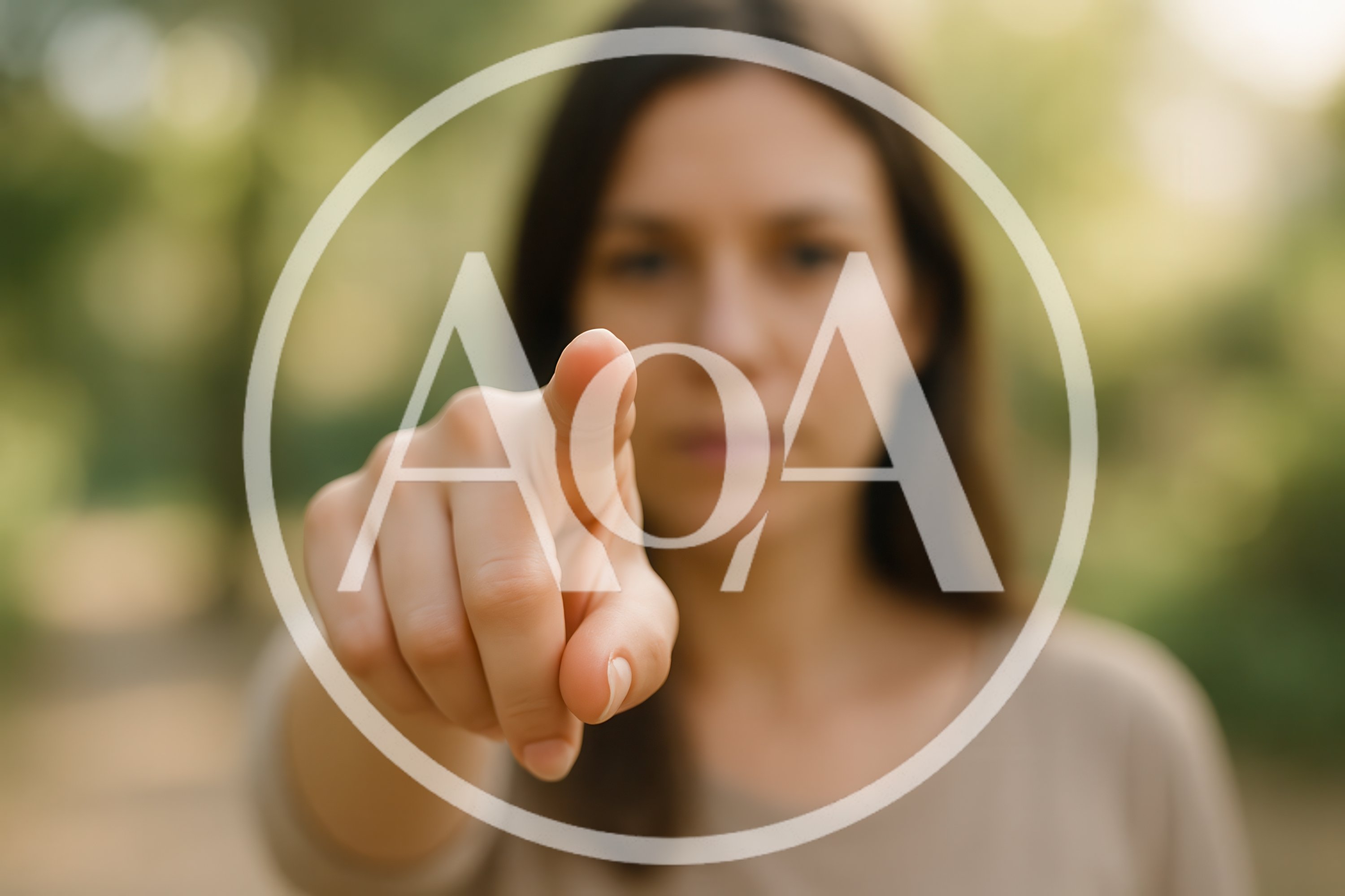 Woman Pointing Directly At Camera In Nature