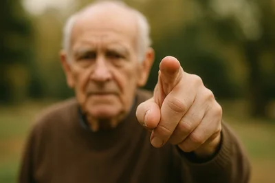 Elderly Man Pointing Directly At The Camera