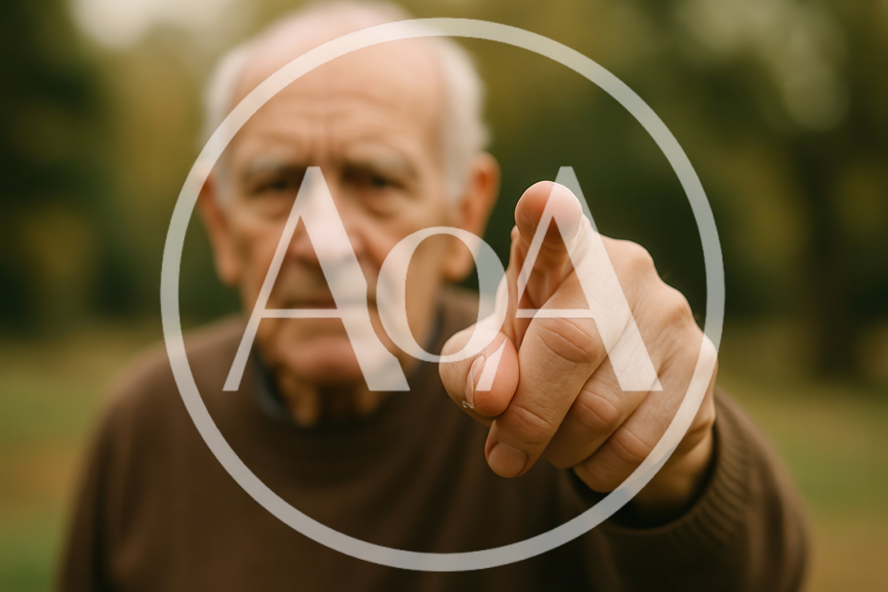 Elderly Man Pointing Directly At The Camera