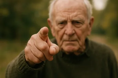 Elderly Man Pointing Directly At Camera