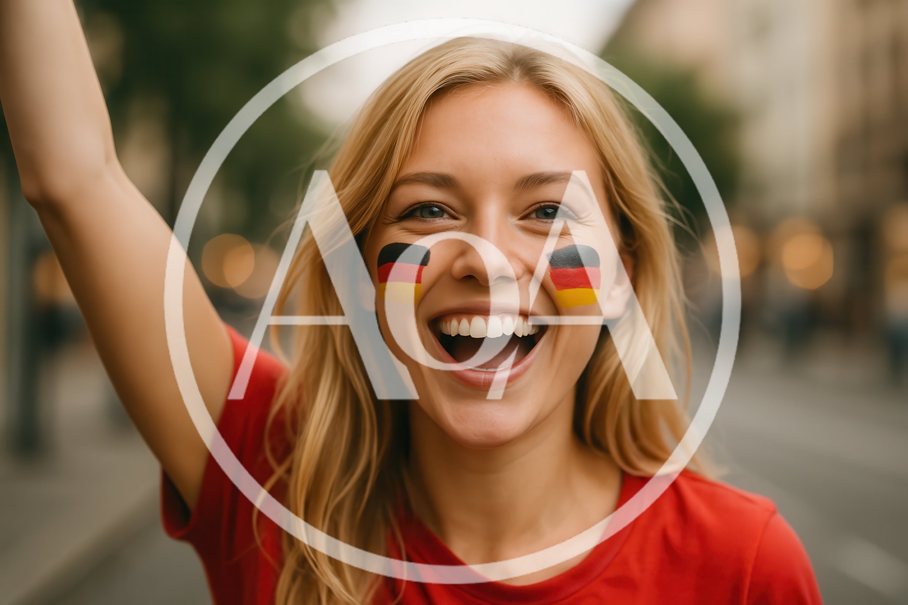 Happy German Soccer Fan Cheering In City Street
