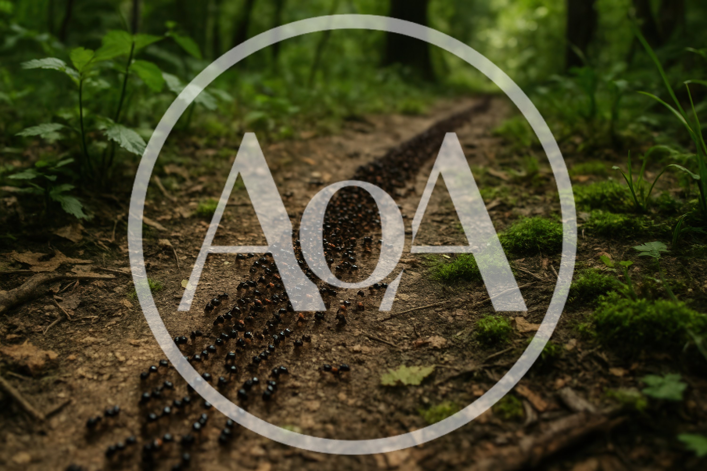 Large Colony Of Ants Marching Along A Forest Path