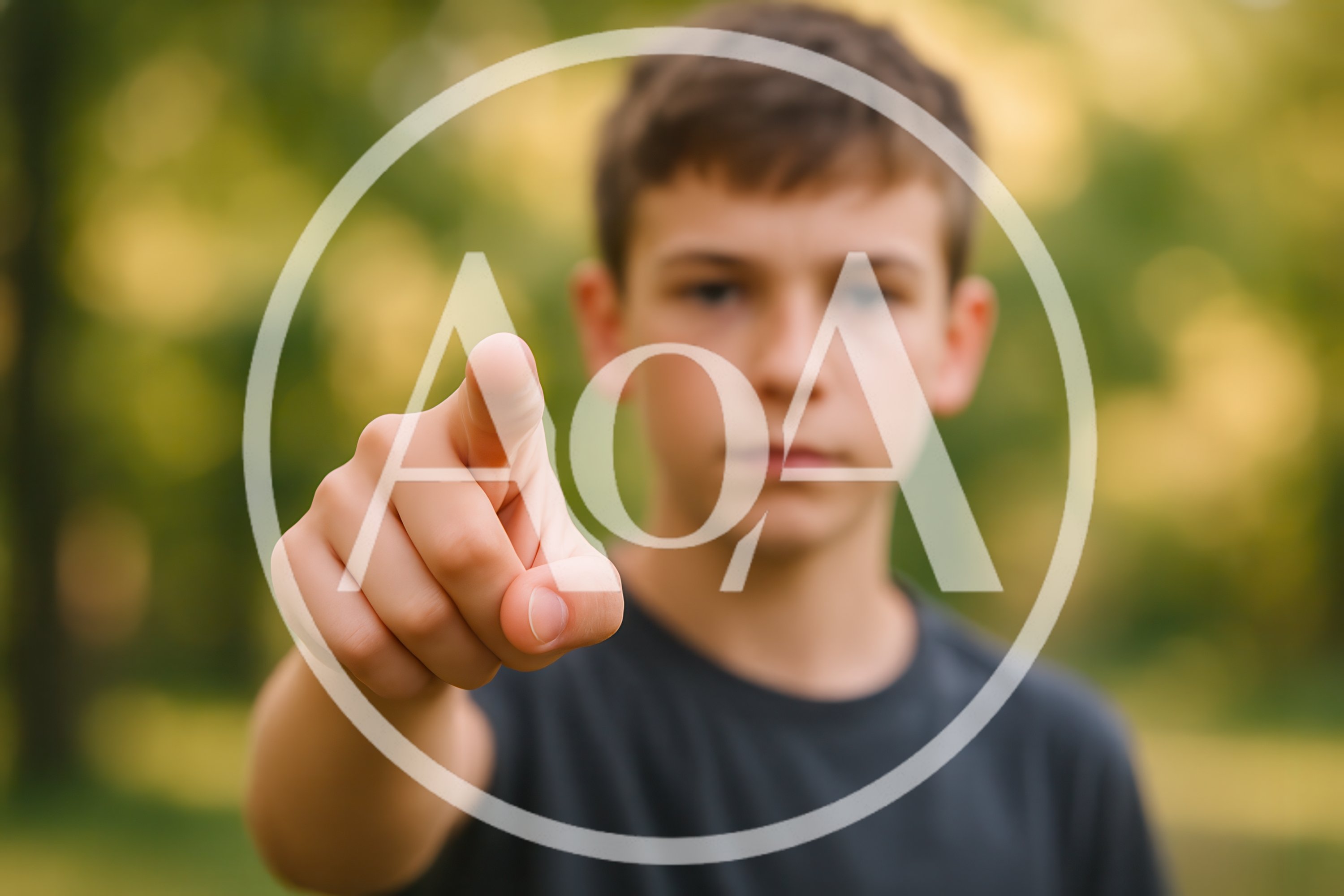 Young Boy Pointing Directly At The Camera