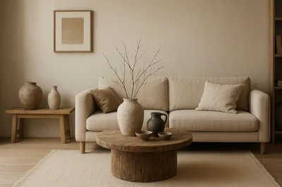 Minimalist Living Room With Neutral Earthy Decor