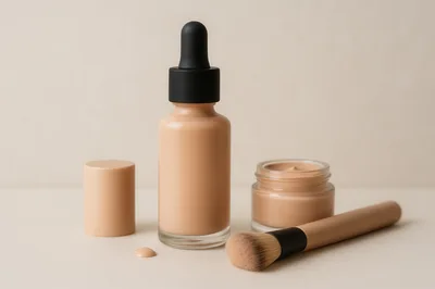 Cosmetic Foundation Bottle and Makeup Brush Set