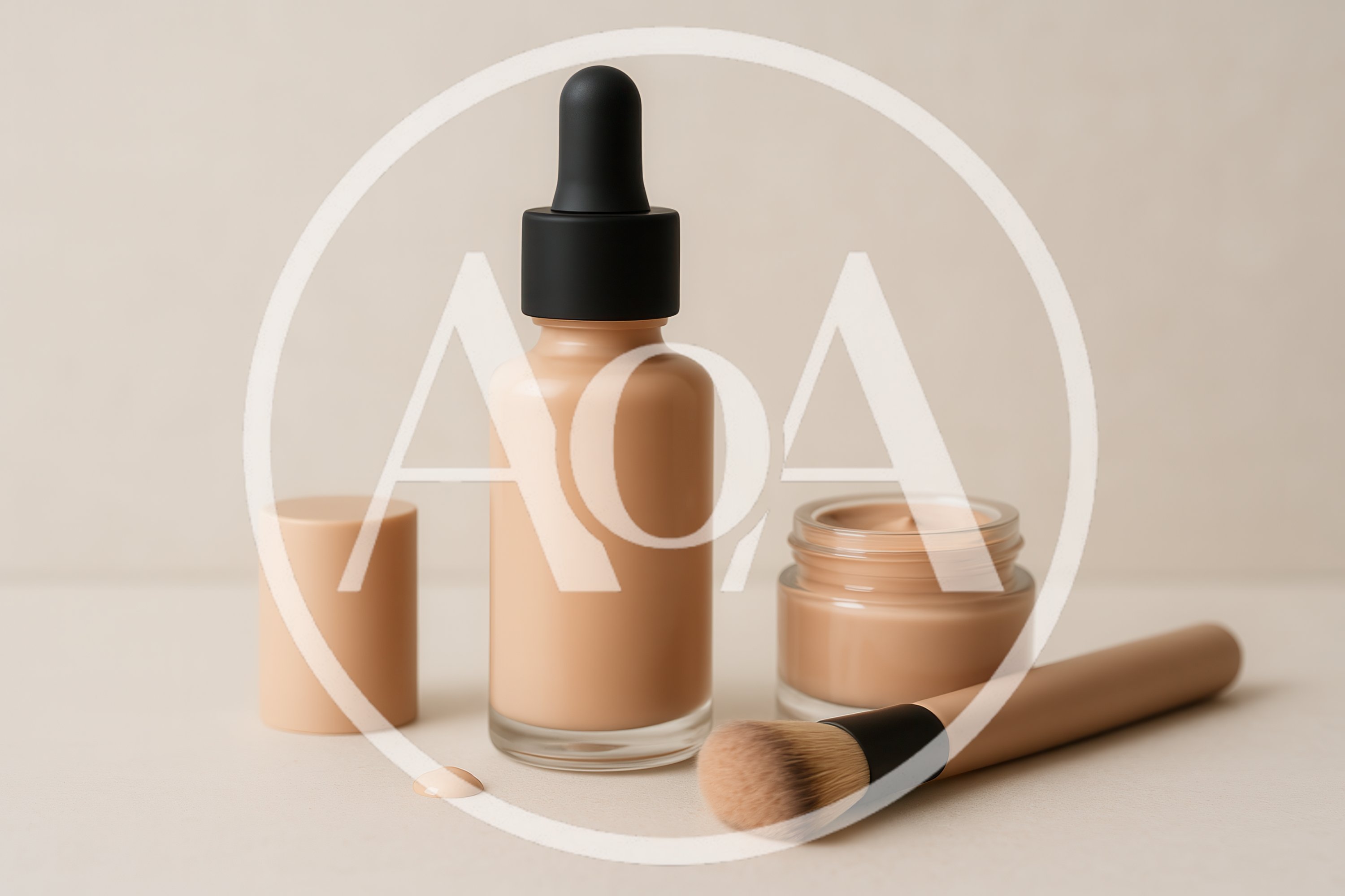 Cosmetic Foundation Bottle and Makeup Brush Set