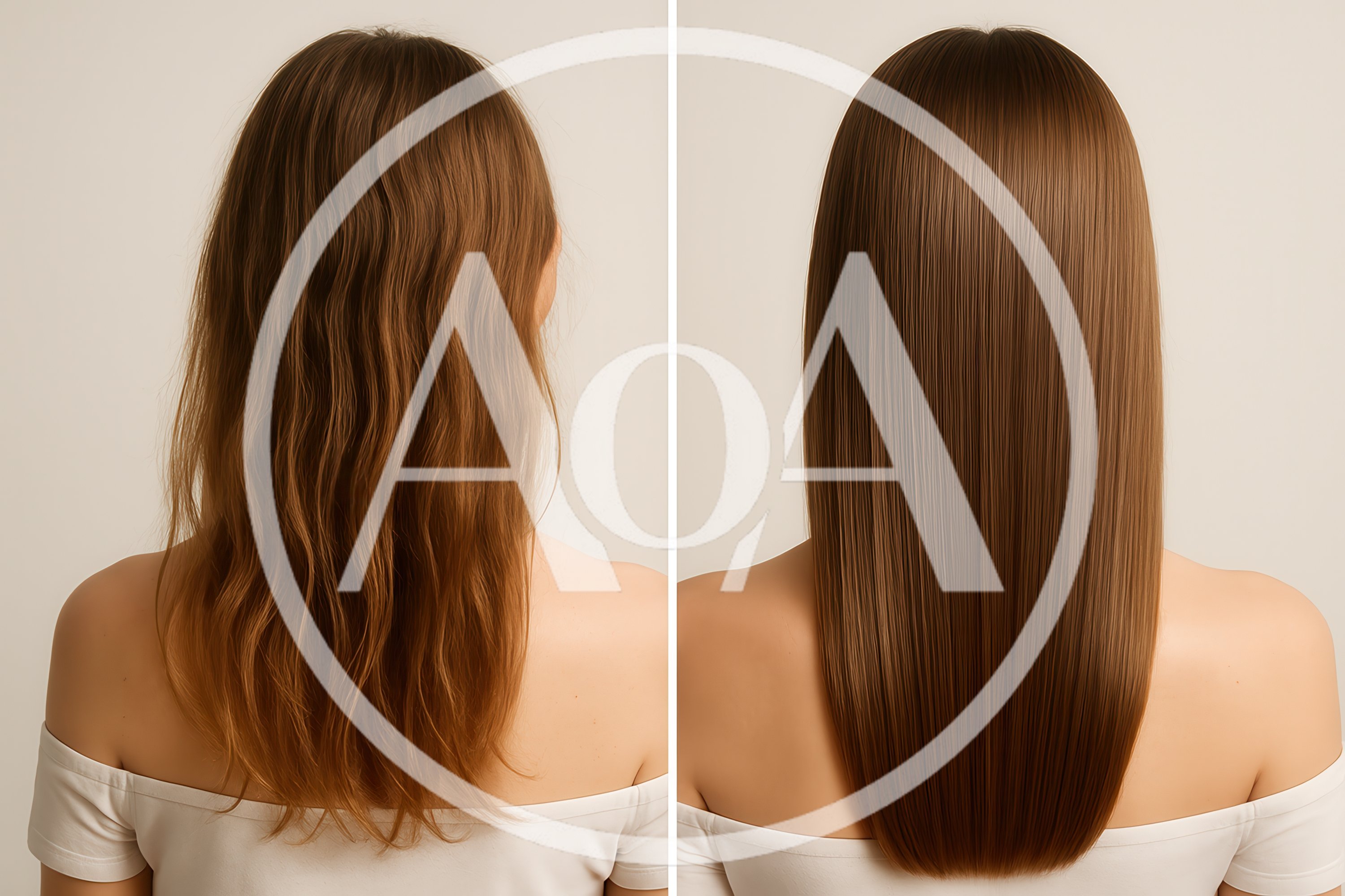Comparison Of Wavy And Straight Hair On Woman