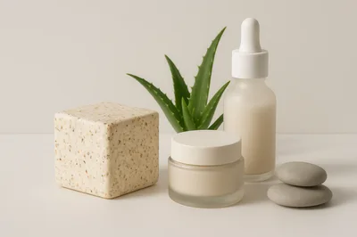 Skincare Products With Aloe Vera And Natural Stones