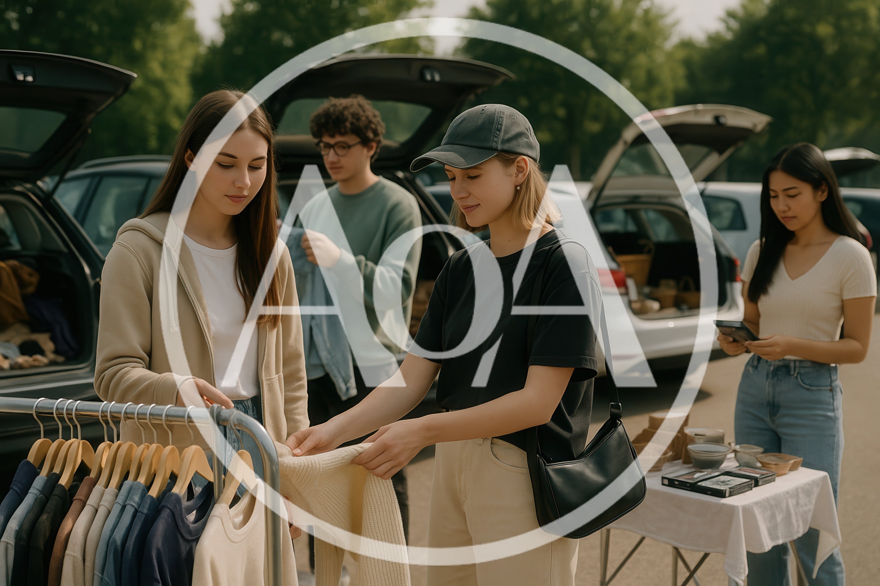 Young People Shopping At An Outdoor Car Boot Sale