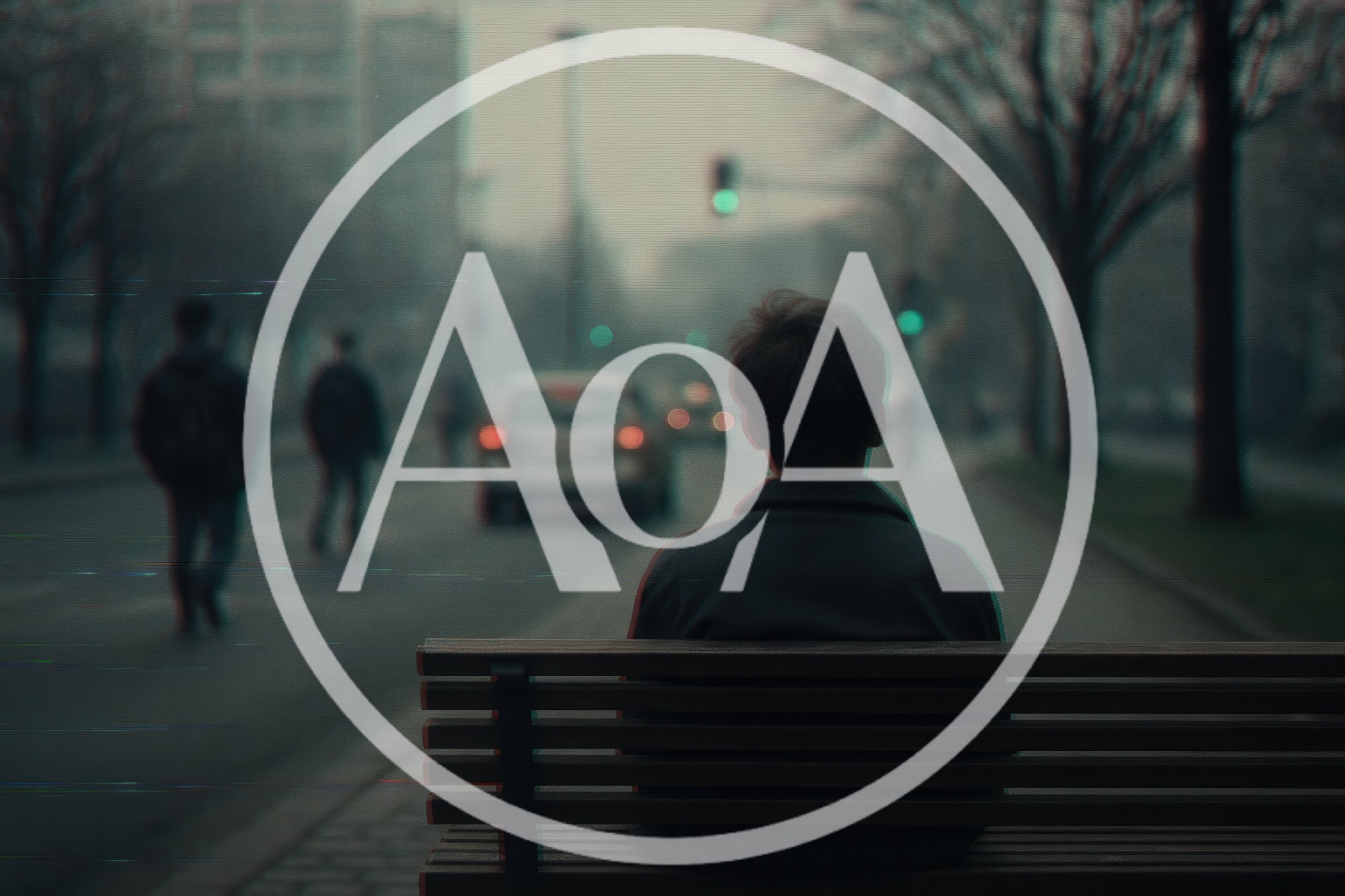 Lonely Person Sitting On A Bench In The City