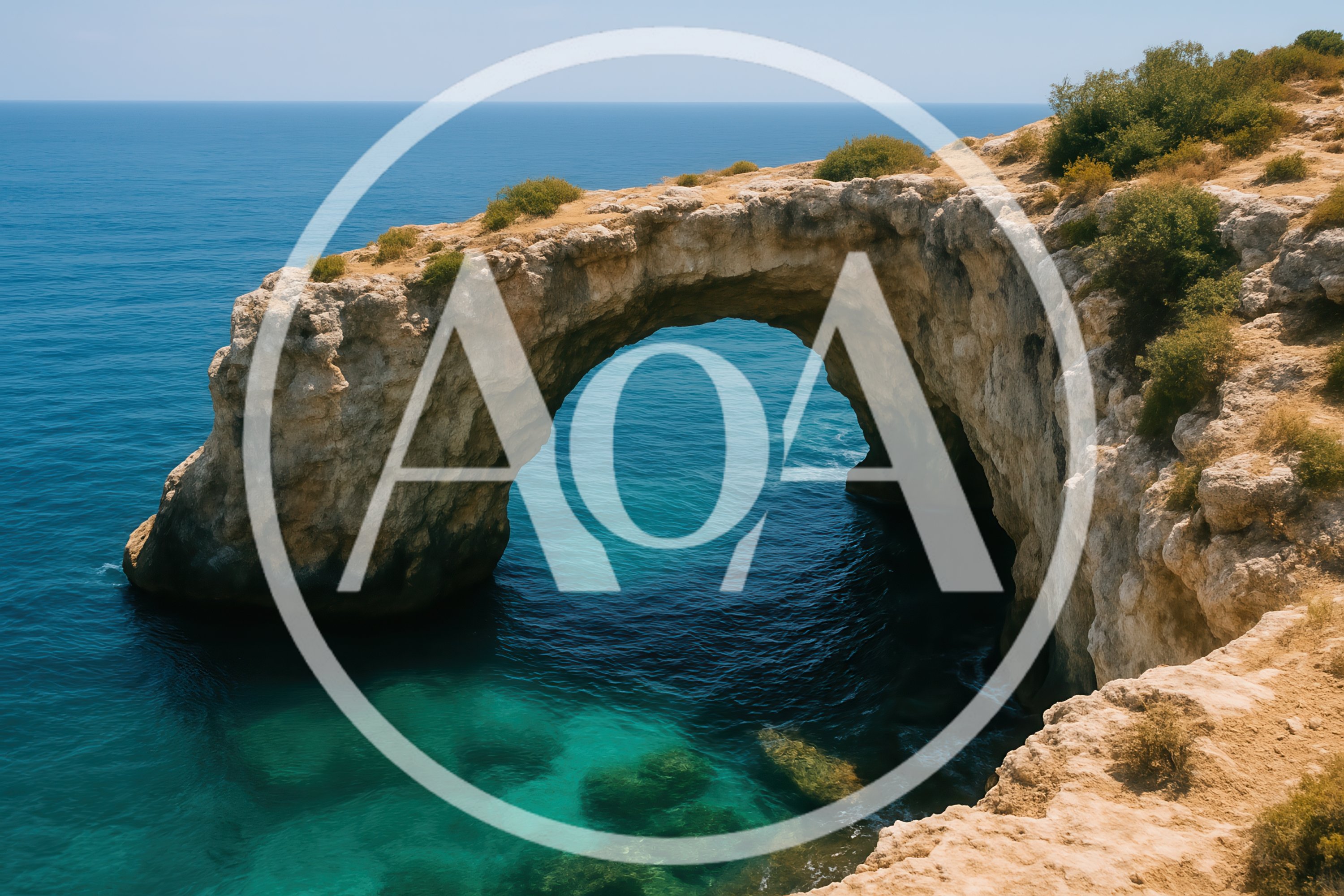 Natural Limestone Sea Arch Over Turquoise Water