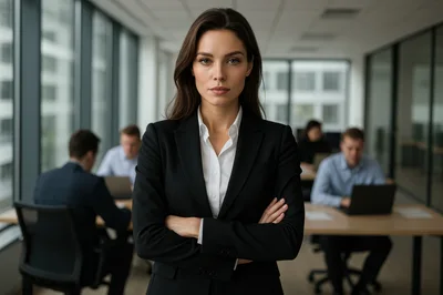 Professional Businesswoman Standing In Modern Office