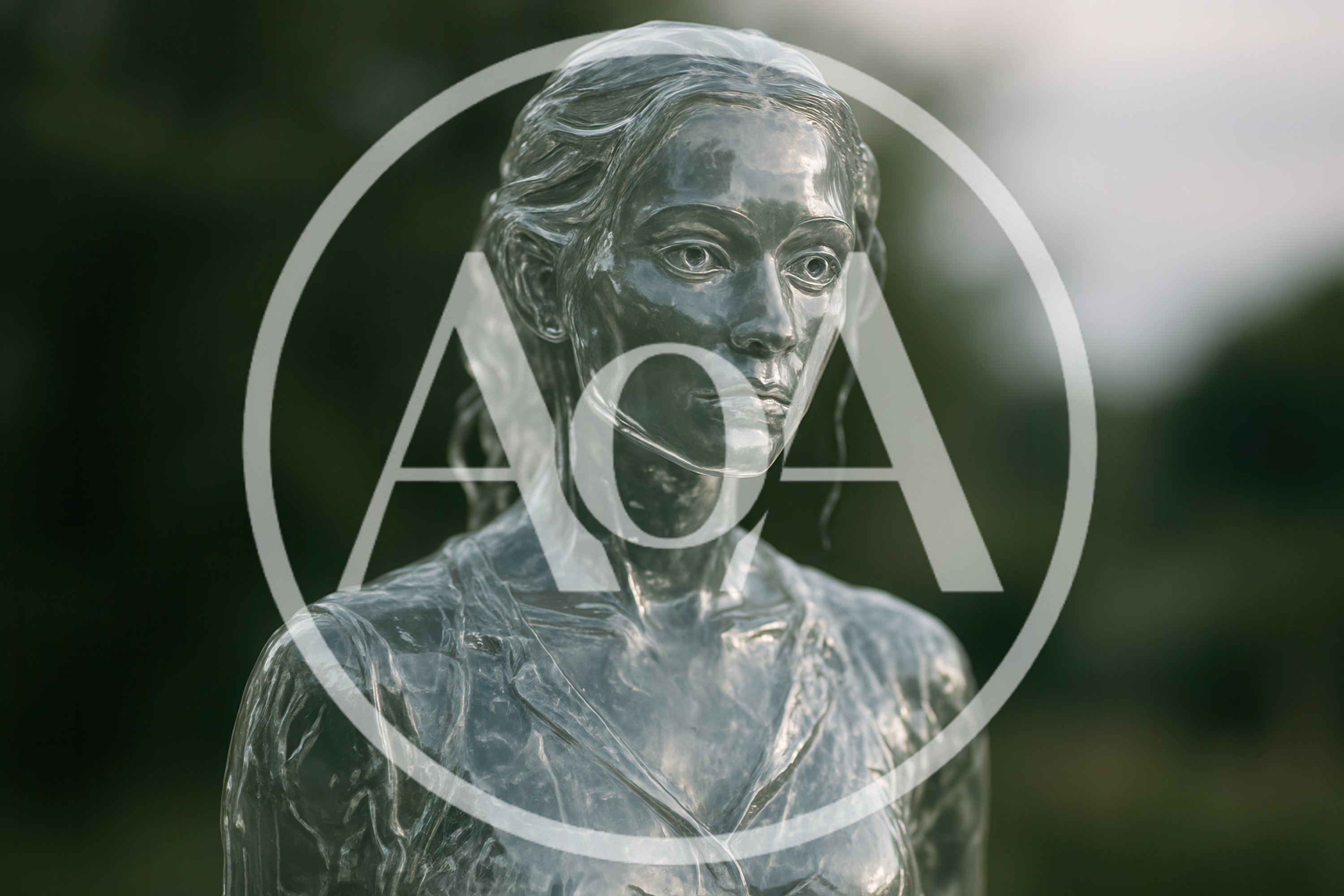 Transparent Glass Sculpture Of A Young Woman