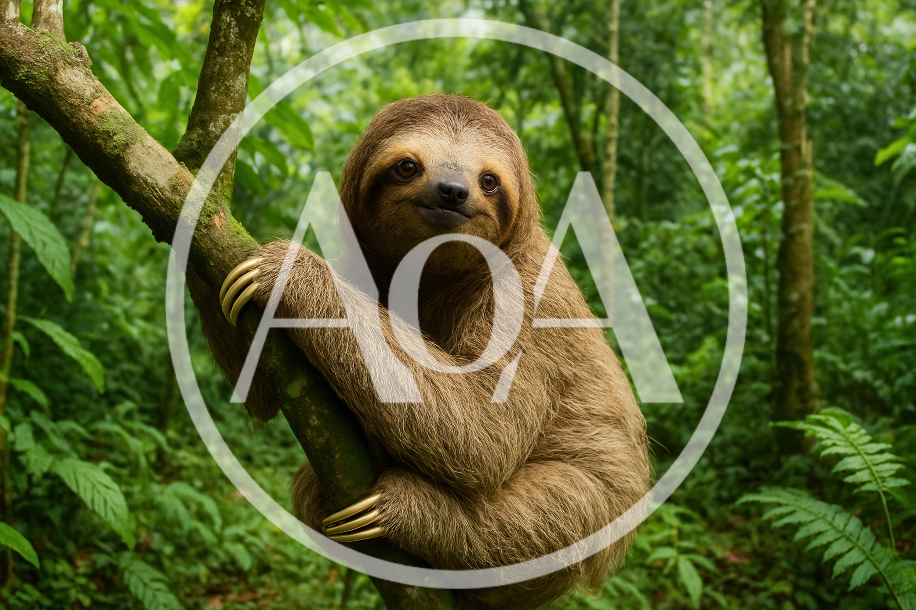 Three Toed Sloth Resting On A Tree Branch