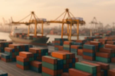 Cargo Ship Loading Containers at Industrial Port